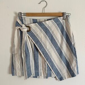 Free People Blue White Linen Mini Skirt